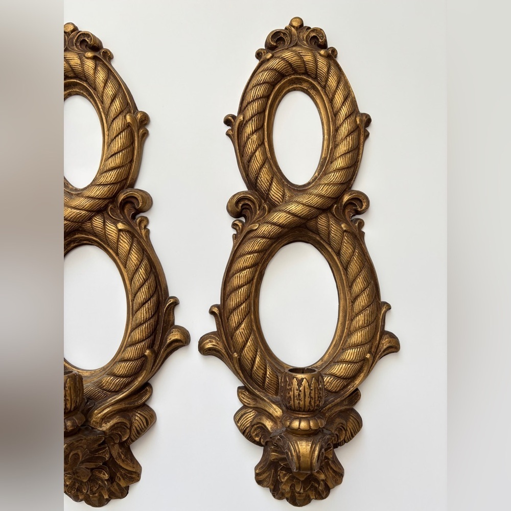 VTG Gold Universal Statuary Corp Wall Sconces Candle Holder Made in USA 1971 - Picture 3 of 13
